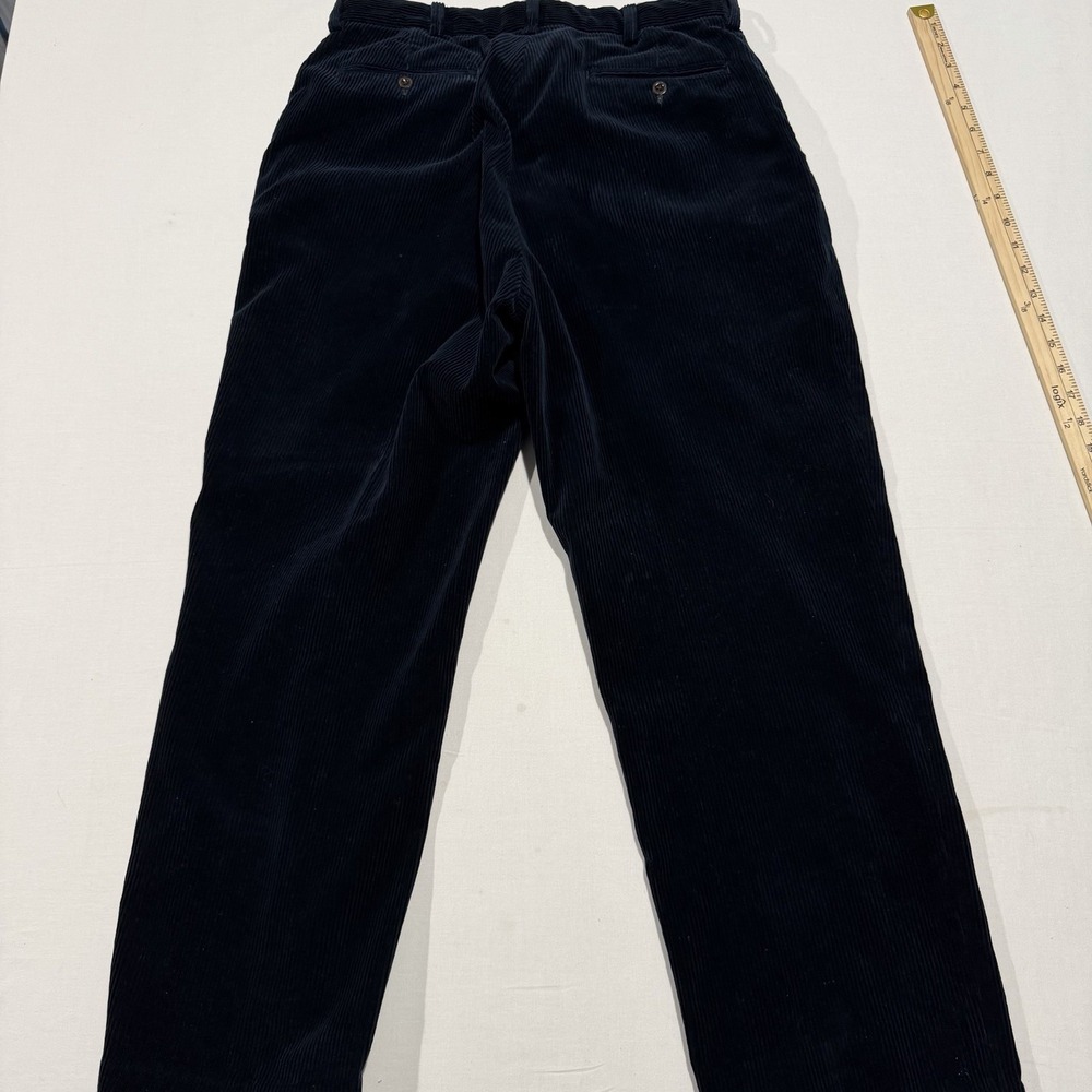 Vintage Y2K Polo Ralph Lauren Navy Corduroy Pants Mens 34x32 Straight Flat Front - Picture 2 of 10